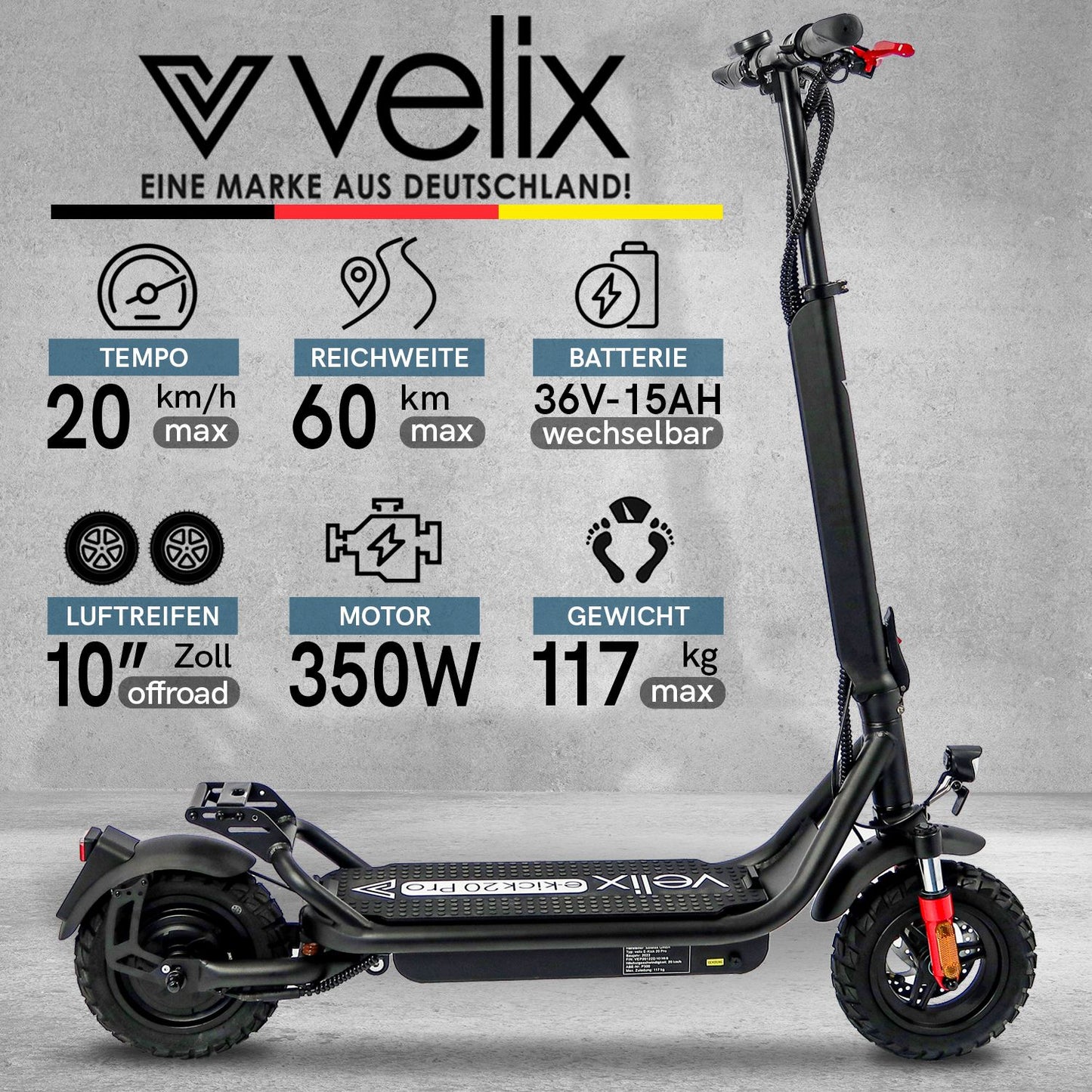 Rolektro Velix E-Kick 20 Pro E-Scooter 20 km/h Modell 2025