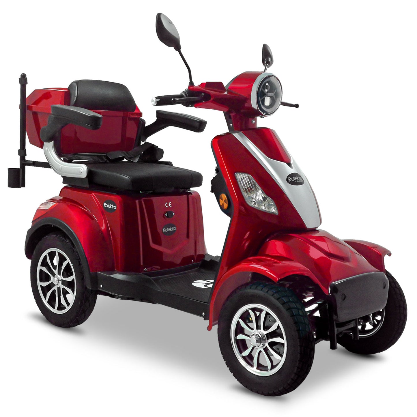 Rolektro Seniorenroller E-Quad 25 V.3 Rot Lithium 25 km/h Modell 2025 + kostenlos passende Abdeckplane