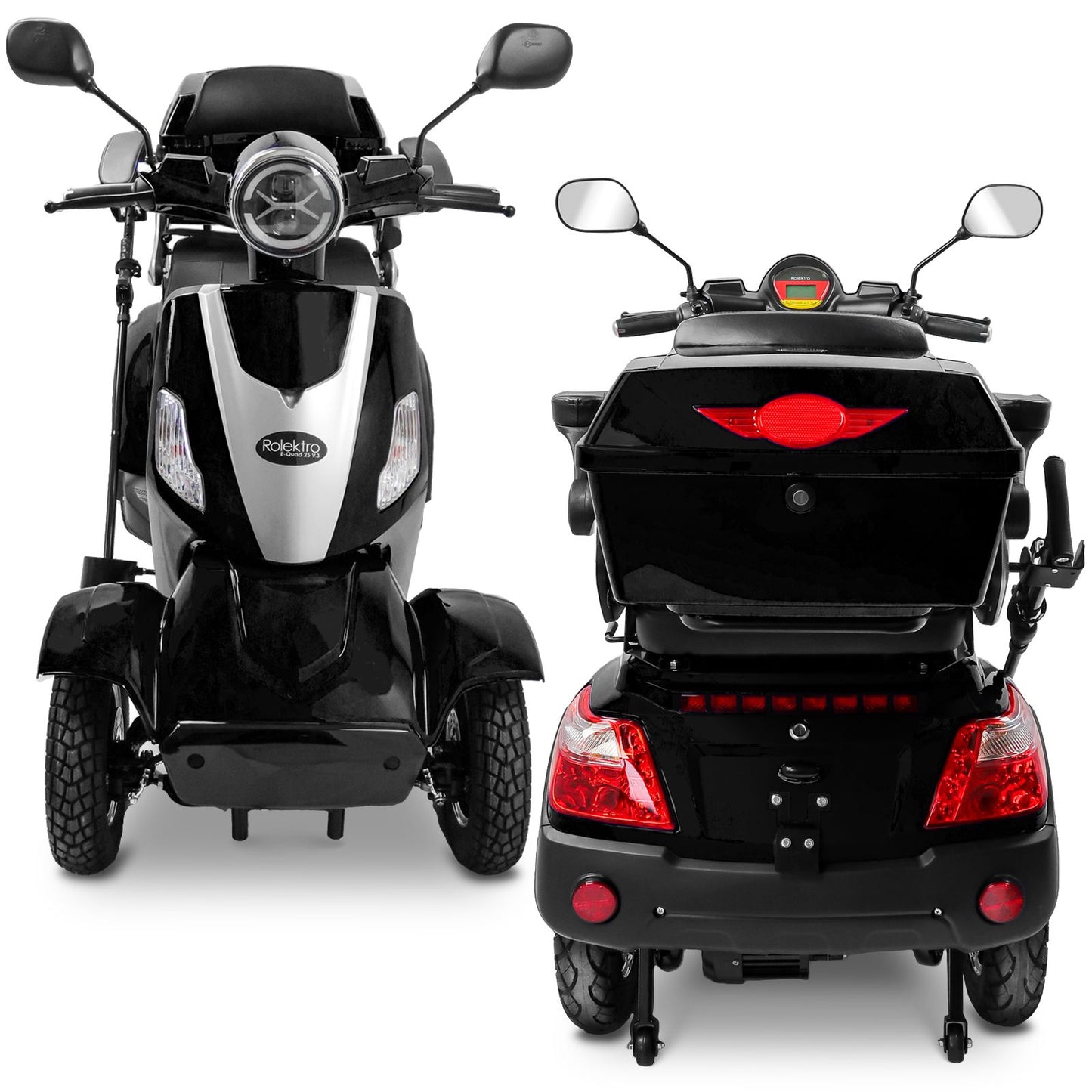 Rolektro Seniorenroller E-Quad 25 V.3 Schwarz Lithium 25 km/h Modell 2025 + kostenlos passende Abdeckplane