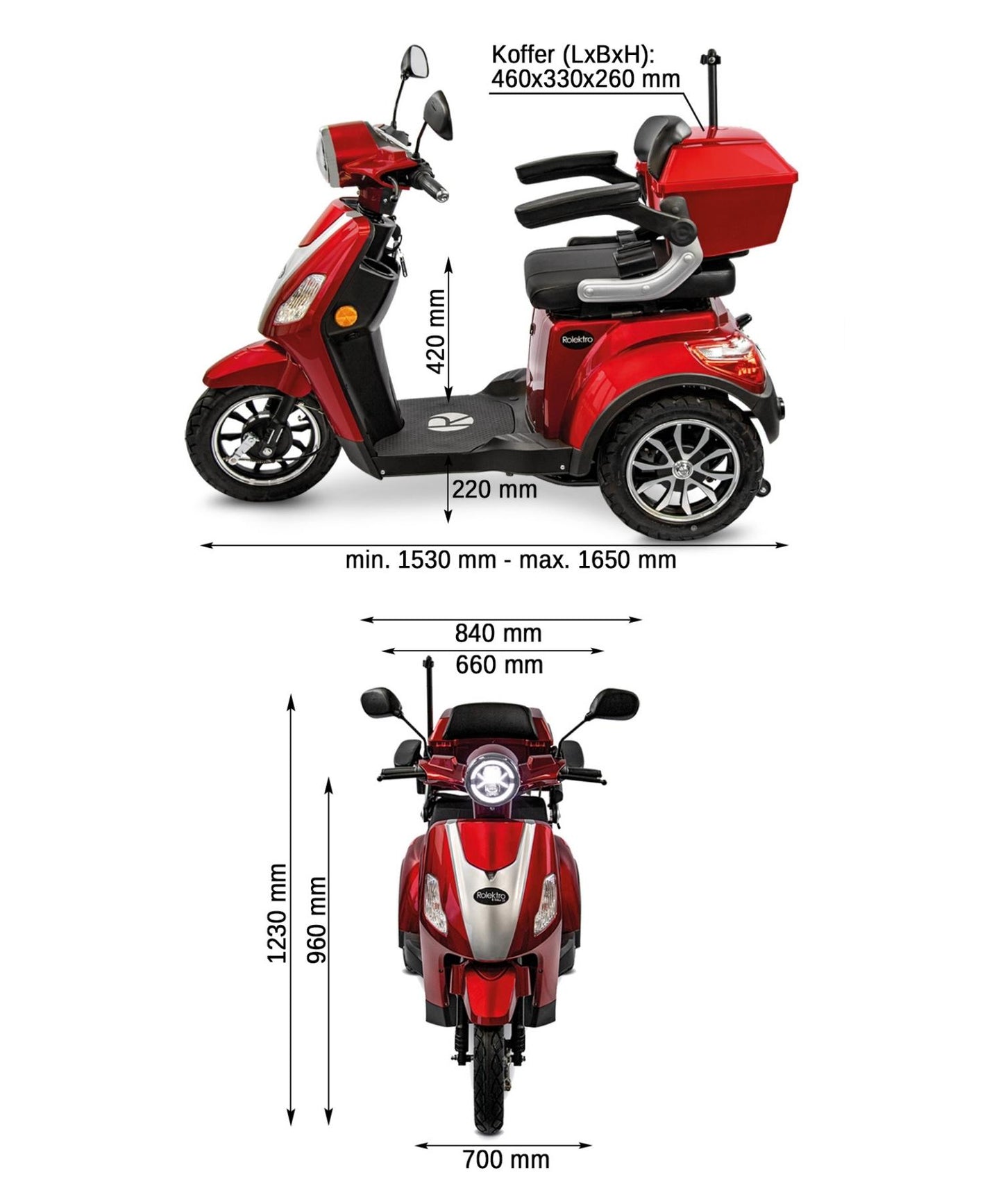 Rolektro Seniorenroller E-Trike 25 V.3 Schwarz Modell 2024 + kostenlos passende Abdeckplane