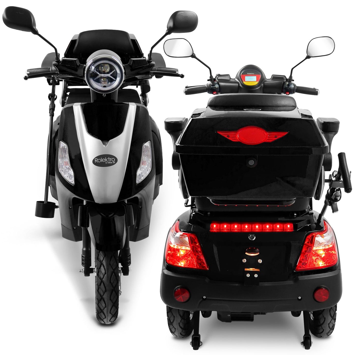Rolektro Seniorenroller E-Trike 25 V.3 Lithium Schwarz 25 km/h Modell 2025 + kostenlos passende Abdeckplane