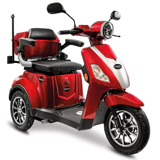 Rolektro Seniorenroller E-Trike 25 V.3 Rot Lithium 25 km/h Modell 2025 + kostenlose Abdeckplane Gratis dazu
