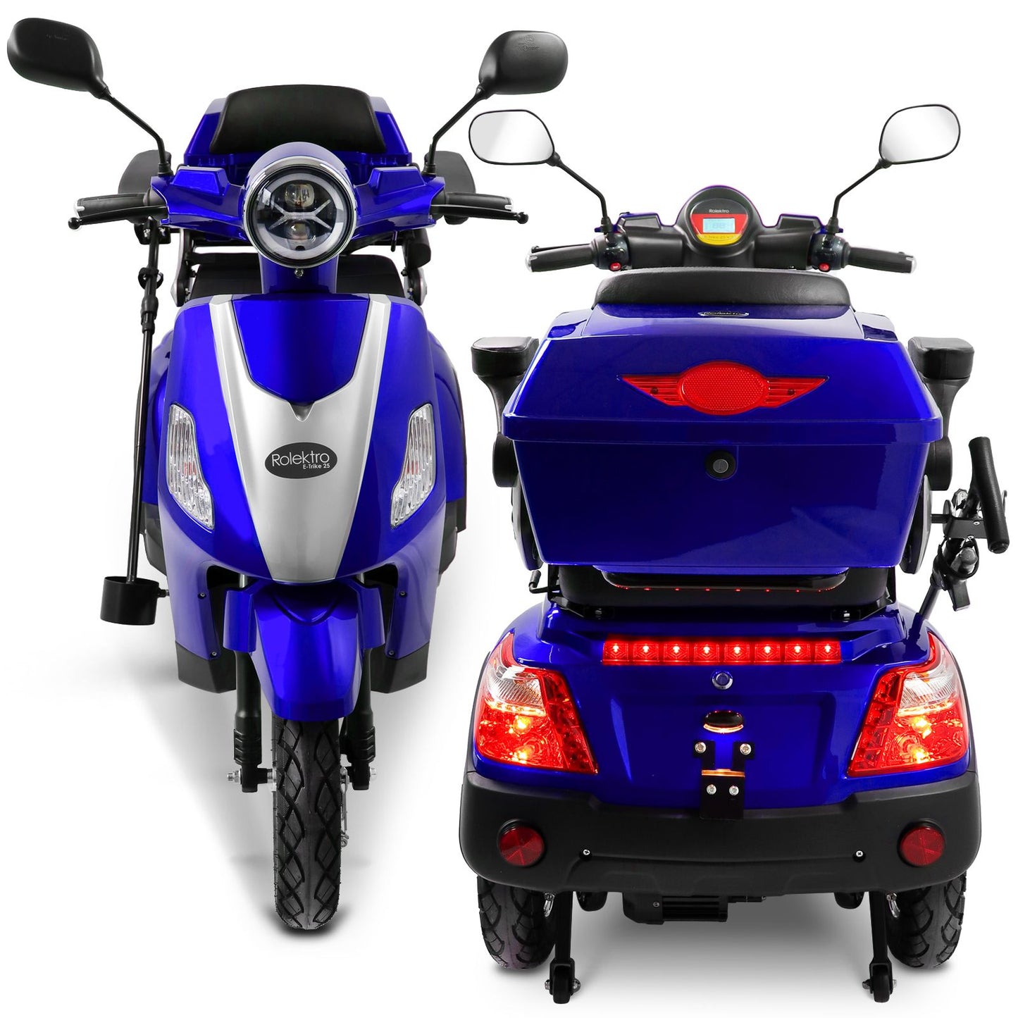 Rolektro Seniorenroller E-Trike 25 V.3 Lithium 25 km/h Blau Modell 2025 + kostenlos passende Abdeckplane