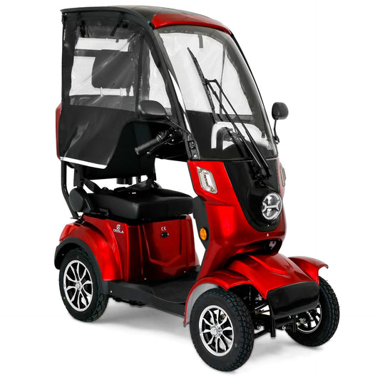 Rolektro Deisla DS4-25 mit Dach und Wetterschutz, Lithium-Akku, Rot, 25 km/h Modell 2025