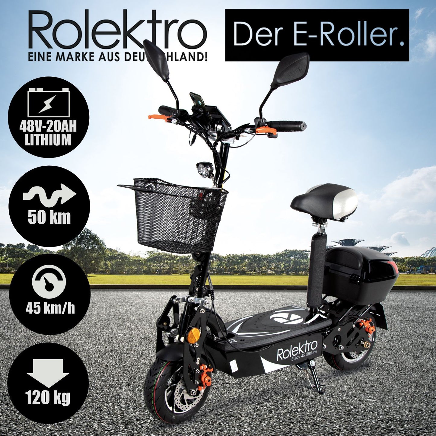 Rolektro E-Joy 45 Lithium 45 km/h Modell 2025 + passende Abdeckhülle